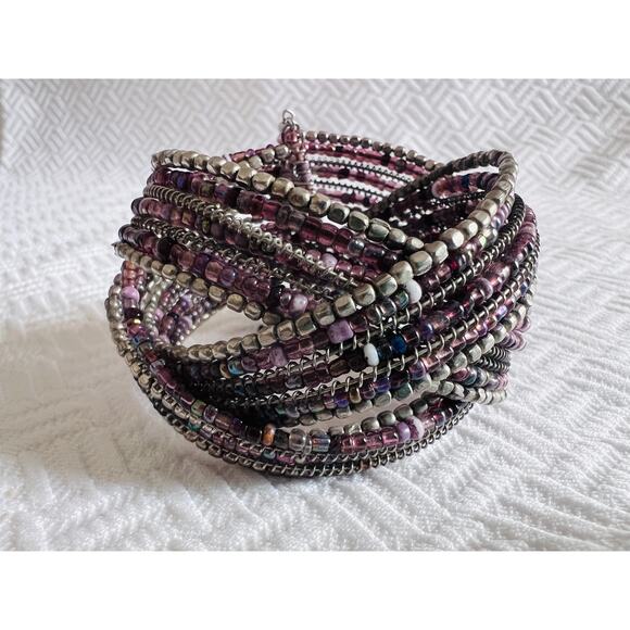 Vintage Beaded Cuff Bracelet Lot – Y2K Memory Wire Boho Jewelry – Set of 3 - Picture 11 of 13
